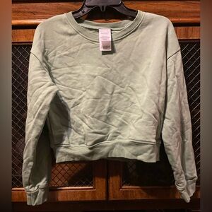 Women's sage Green Sweatshirt crop top size L